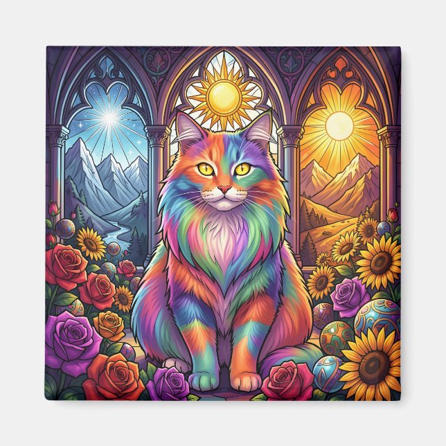 rainbow cat magnet (Front)