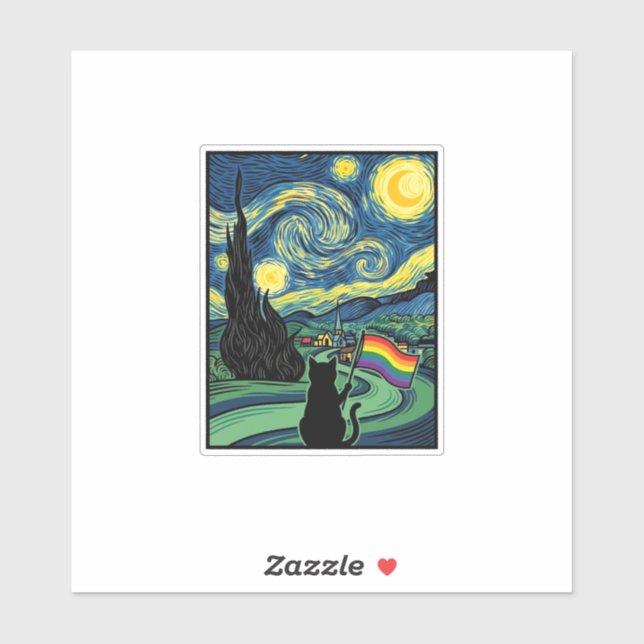 Rainbow Cat Night Landscape Vector Shirt Design_1 (Sheet)