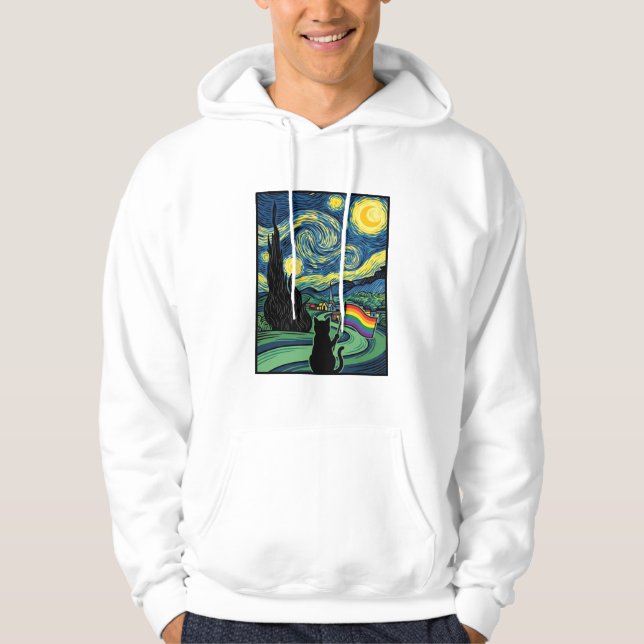 Rainbow Cat Night Landscape Vector Shirt Design_1 (Front)