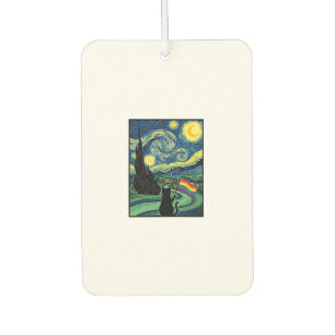 Rainbow Cat Night Landscape Vector Shirt Design_1 Car Air Freshener