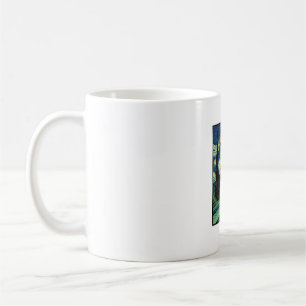 Rainbow Cat Night Landscape Vector Shirt Design_1 Coffee Mug