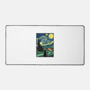 Rainbow Cat Night Landscape Vector Shirt Design_1 Desk Mat