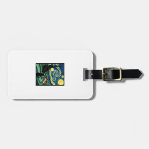 Rainbow Cat Night Landscape Vector Shirt Design_1 Luggage Tag