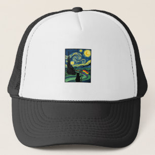 Rainbow Cat Night Landscape Vector Shirt Design_1 Trucker Hat