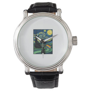 Rainbow Cat Night Landscape Vector Shirt Design_1 Watch