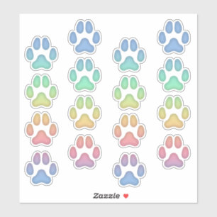 Rainbow Cat Pawprints Animal Tracks Decals