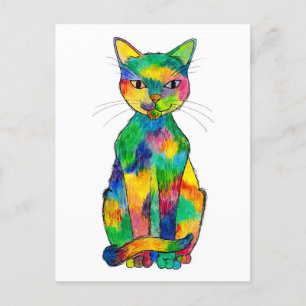 Rainbow Cat Postcard