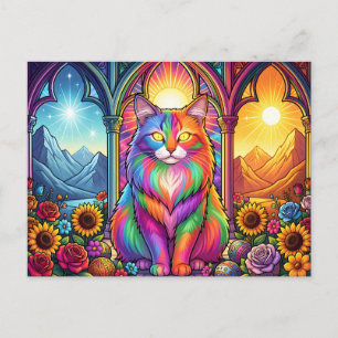 rainbow cat postcard