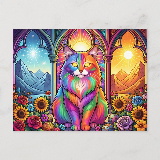 rainbow cat postcard (Front)