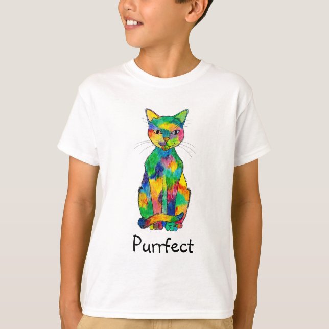 Rainbow Cat Purrfect T-Shirt (Child) (Front)