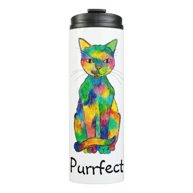 Rainbow Cat Purrfect Thermal Tumbler (Front)