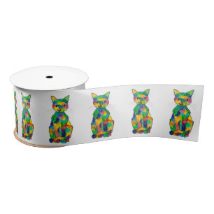 Rainbow Cat Ribbon Satin Ribbon