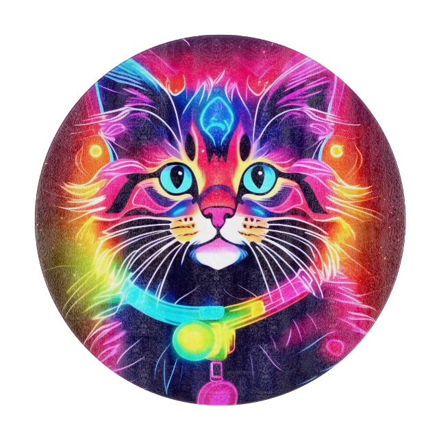 Rainbow Cat Vibes Cutting Board (Front)