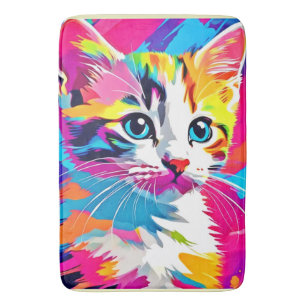 Rainbow Cat: Vivid Portrait Bath Mat