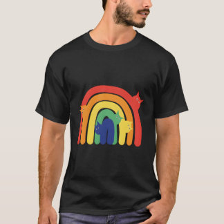 Rainbow Cats Lgbtq Kitty Fun Minimalist Cat T-Shirt