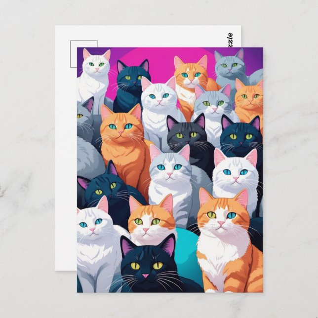 Rainbow Cats, Postcrossing Postcard (Front/Back)