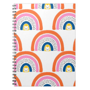 Rainbow cats seamless kids pattern. Cute hand draw Notebook
