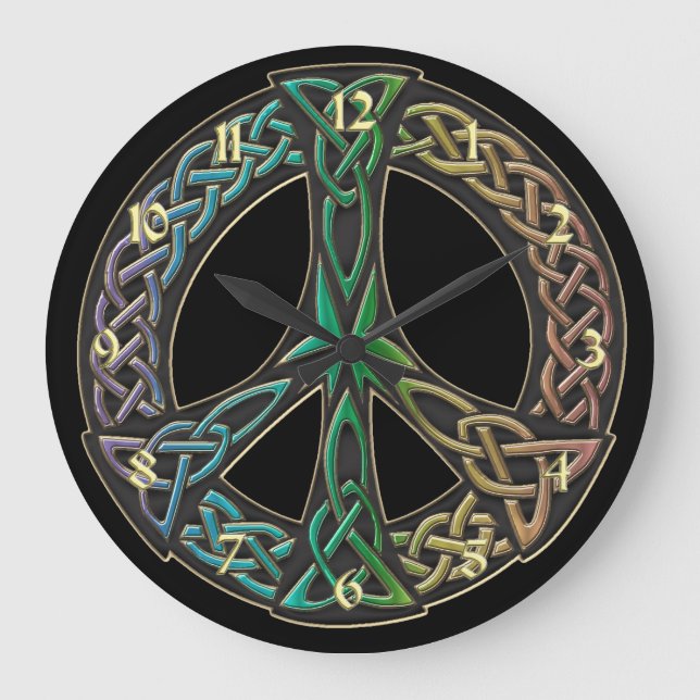 Rainbow Celtic Knot Peace Sign Clock (Front)