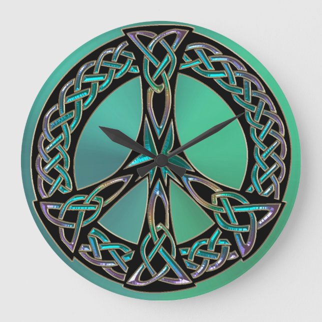 Rainbow Celtic Knot Peace Sign Clock (Front)