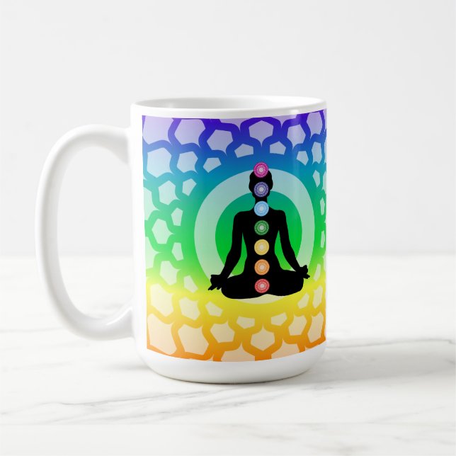 Rainbow Chakra Yoga Classic Mug - Sacred Geometry (Left)