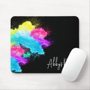 Rainbow Chalk Dust  With Name Mouse Pad