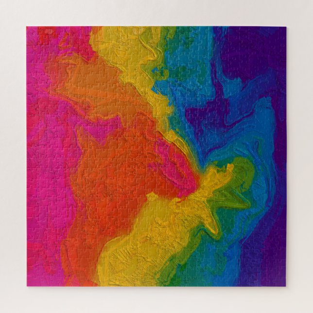 Rainbow Chalk Gradient Swirls  Jigsaw Puzzle (Vertical)