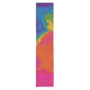 Rainbow Chalk Gradient Swirls Short Table Runner