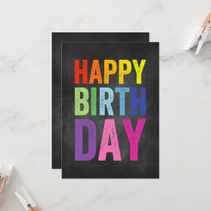 Rainbow & Chalkboard Happy Birthday Card
