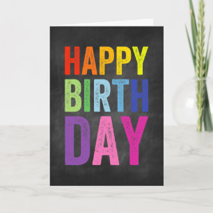 Rainbow & Chalkboard Happy Birthday Greeting Card