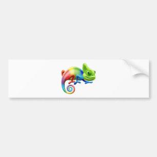 Rainbow chameleon bumper sticker