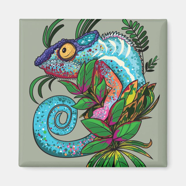 Rainbow Chameleon Magnet (Front)