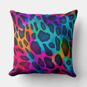 Rainbow cheetah cushion