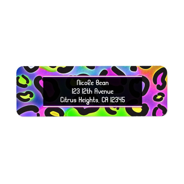 Rainbow Cheetah Leopard Party Address Labels (Front)