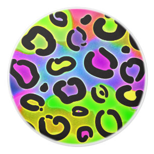Rainbow Cheetah Leopard Print Colourful Bright Ceramic Knob