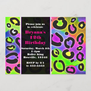 Rainbow Cheetah Leopard Print Party Invitations