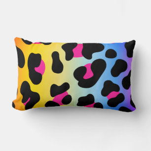 Rainbow Cheetah Print Lumbar Pillow
