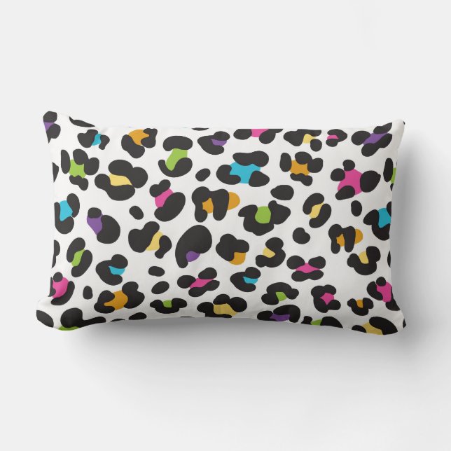 Rainbow Cheetah Print Throw Pillow (Front)