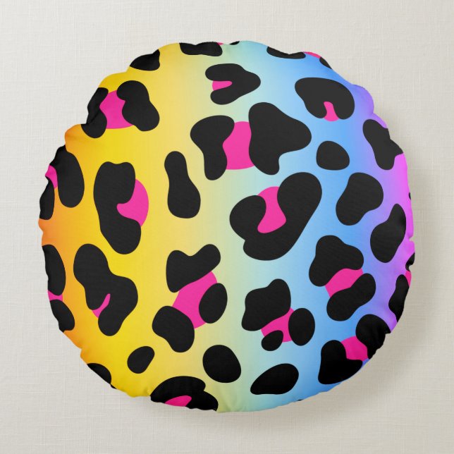 Rainbow Cheetah Throw Pillow (Front)
