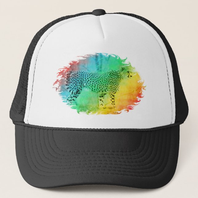Rainbow Cheetah Trucker Hat (Front)