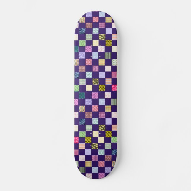 Rainbow Chequerboard pattern Skateboard (Front)