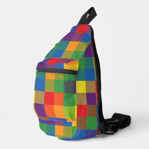 Rainbow Chequerboard Pride Buffalo Check Plaid Sling Bag