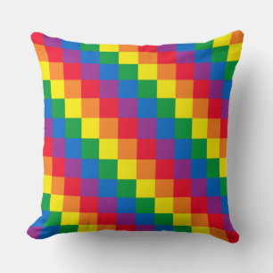 Rainbow Chequered Cushion