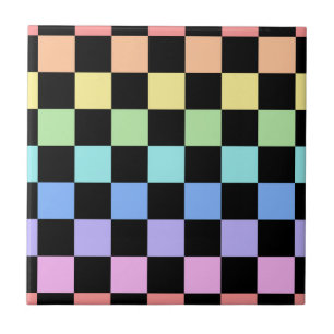Rainbow Chequered Pattern Ceramic Tile