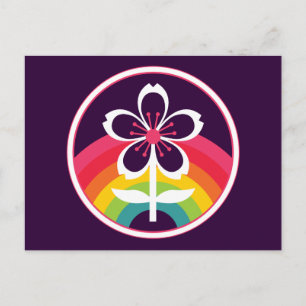 rainbow cherry blossom postcard