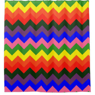 rainbow chevron bathroom shower curtain