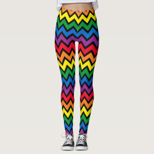 Rainbow Chevron Black Leggings