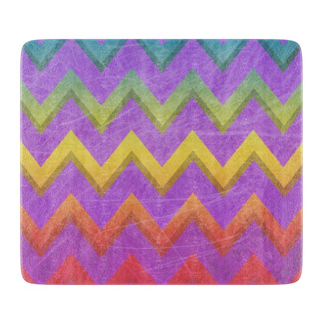 Rainbow Chevron by Shirley Taylor Cutting Board (Front)