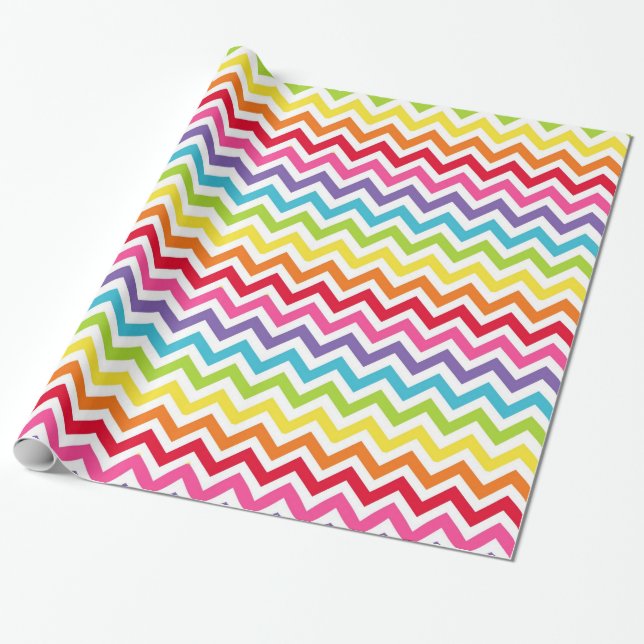 Rainbow Chevron Gift Wrap (Unrolled)