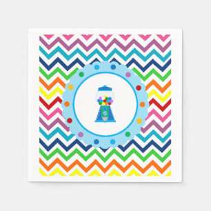 Rainbow Chevron Gumball party napkins
