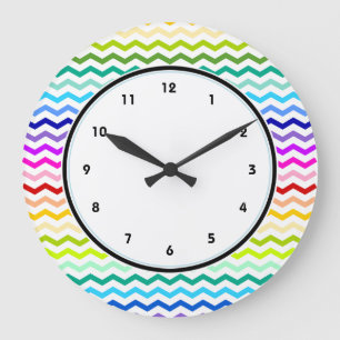 Rainbow chevron large clock